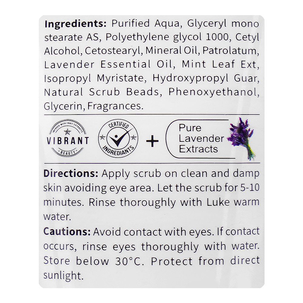 Vibrant Beauty Mini SPA Luxurious Lavender+Mint Skin Brightening Scrub, 200ml - Image 3