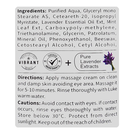 Vibrant Beauty Mini SPA Luxurious Lavender+Mint Skin Brightening Massage Cream, 200ml - Image 3