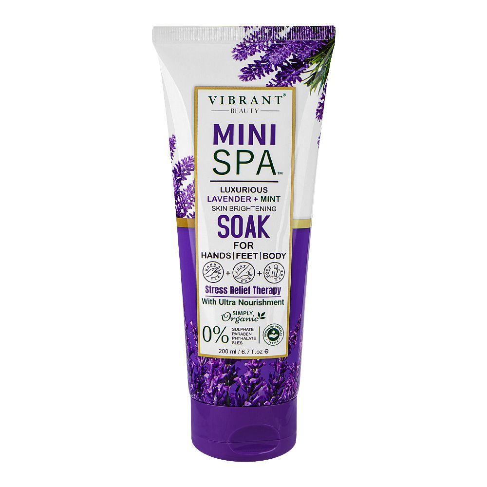 Vibrant Beauty Mini SPA Luxurious Lavender+Mint Skin Brightening Soak, 200ml - Main Image