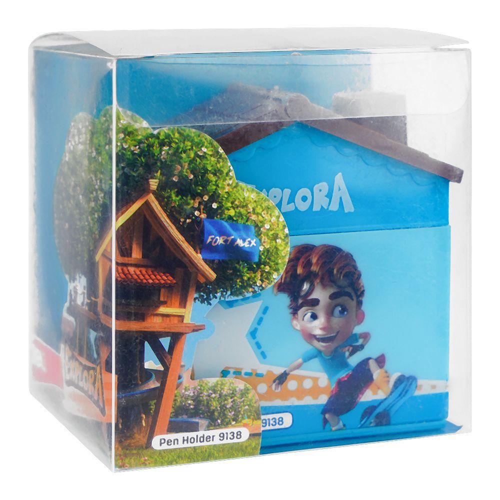 Deli Explora PS House Desk Organizer, 3 Compartments, Blue, 1-Piece, E9138 - Image 3