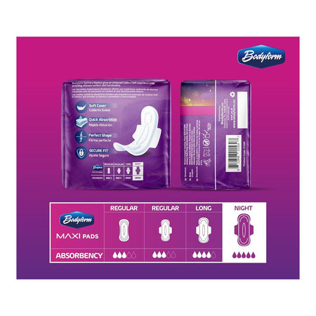 Bodyform Cushion Soft Overnight Maxi Sanitary Pads With Wings, 8-Pack - Image 2
