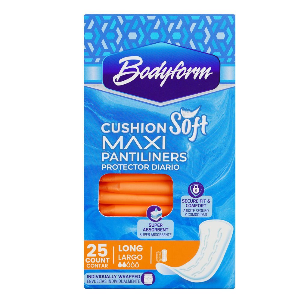 Bodyform Cushion Soft Long Maxi Pantiliners, 25-Pack - Main Image