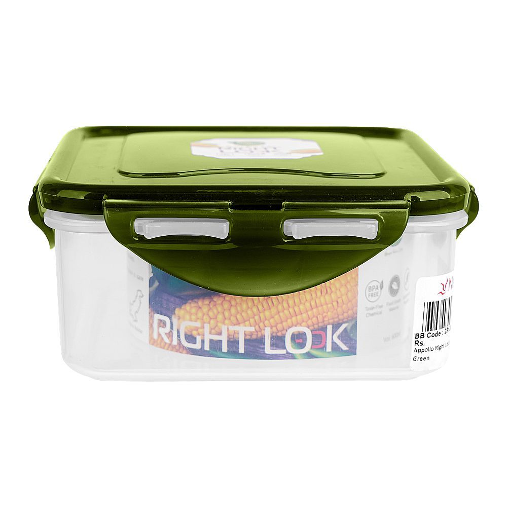 Appollo Right Lock Plastic Food Keeper, Medium, Green - Main Image
