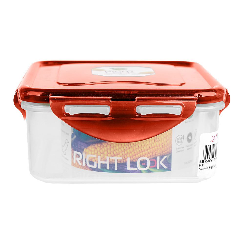 Appollo Right Lock Plastic Food Keeper, Medium, Red - Main Image