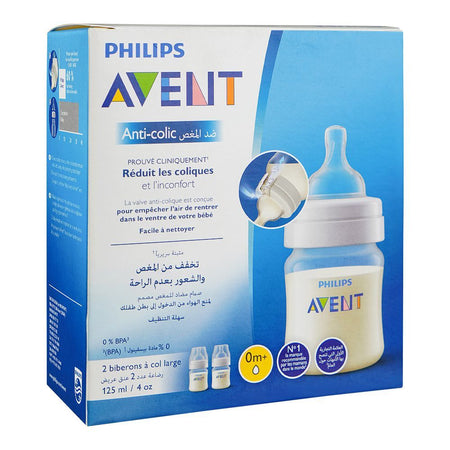 Avent Anti-Colic Feeding Bottle, For 0+ Months, 125ml, 2-Pack, SCF810/62 - Image 2