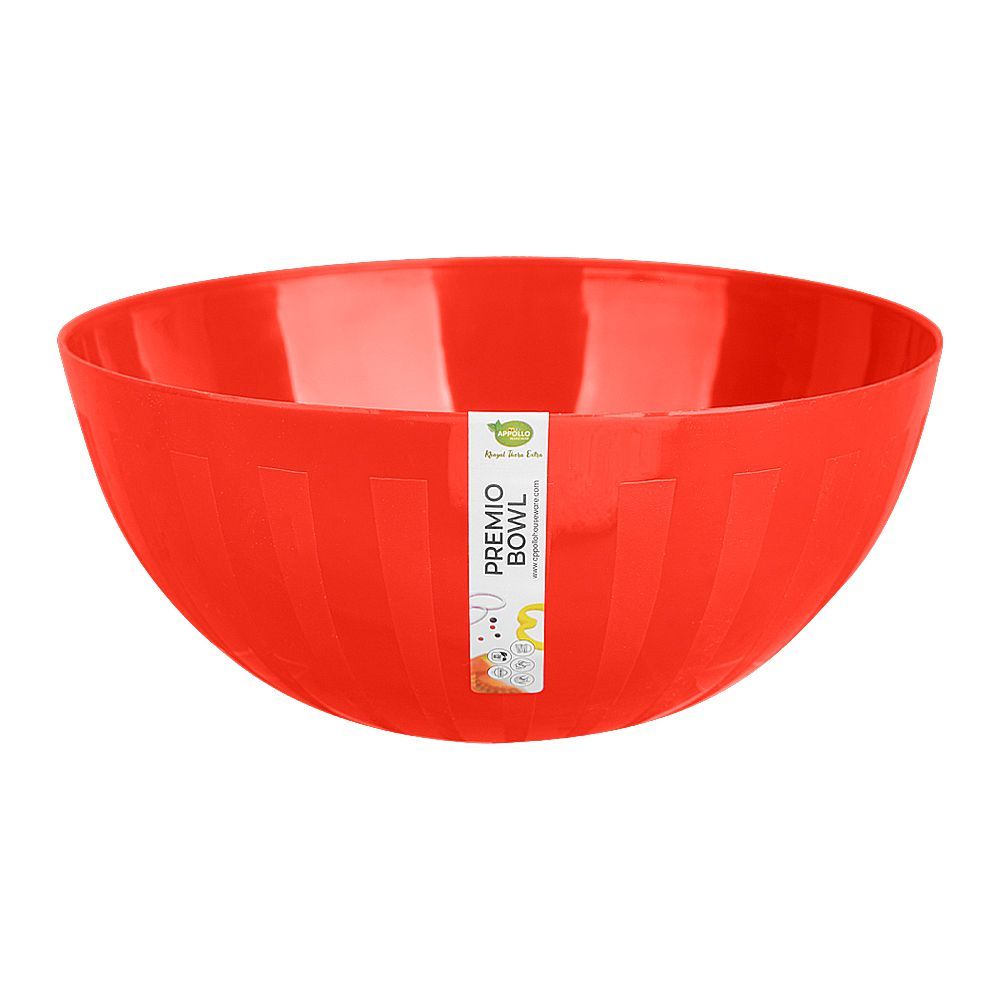 Appollo Premio Plastic Bowl, BPA-Free, Large, Red - Image 2