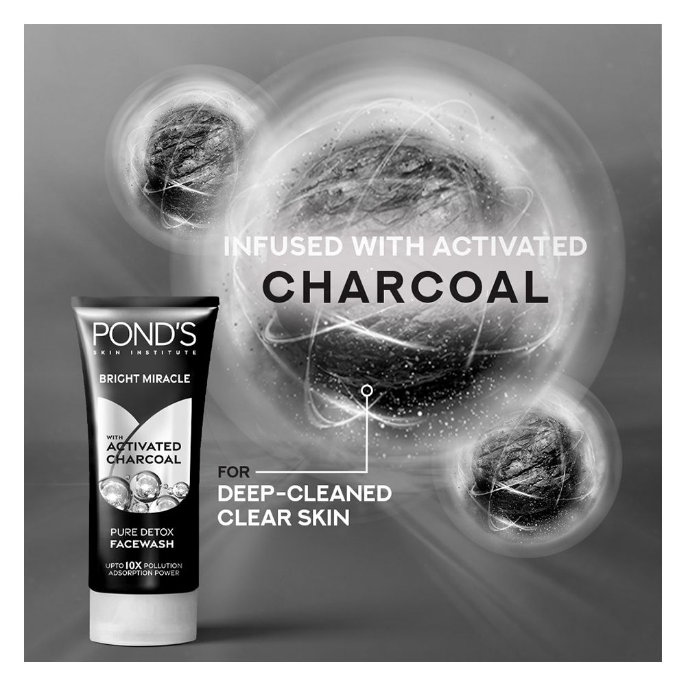 Pond's Bright Miracle Pure Detox Face Wash With Activated Charcoal, 50g - Image 2