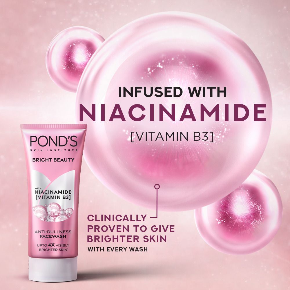 Pond's Bright Beauty Anti-Dullness Face Wash With Niacinamide & Vitamin B3, 50g - Image 3