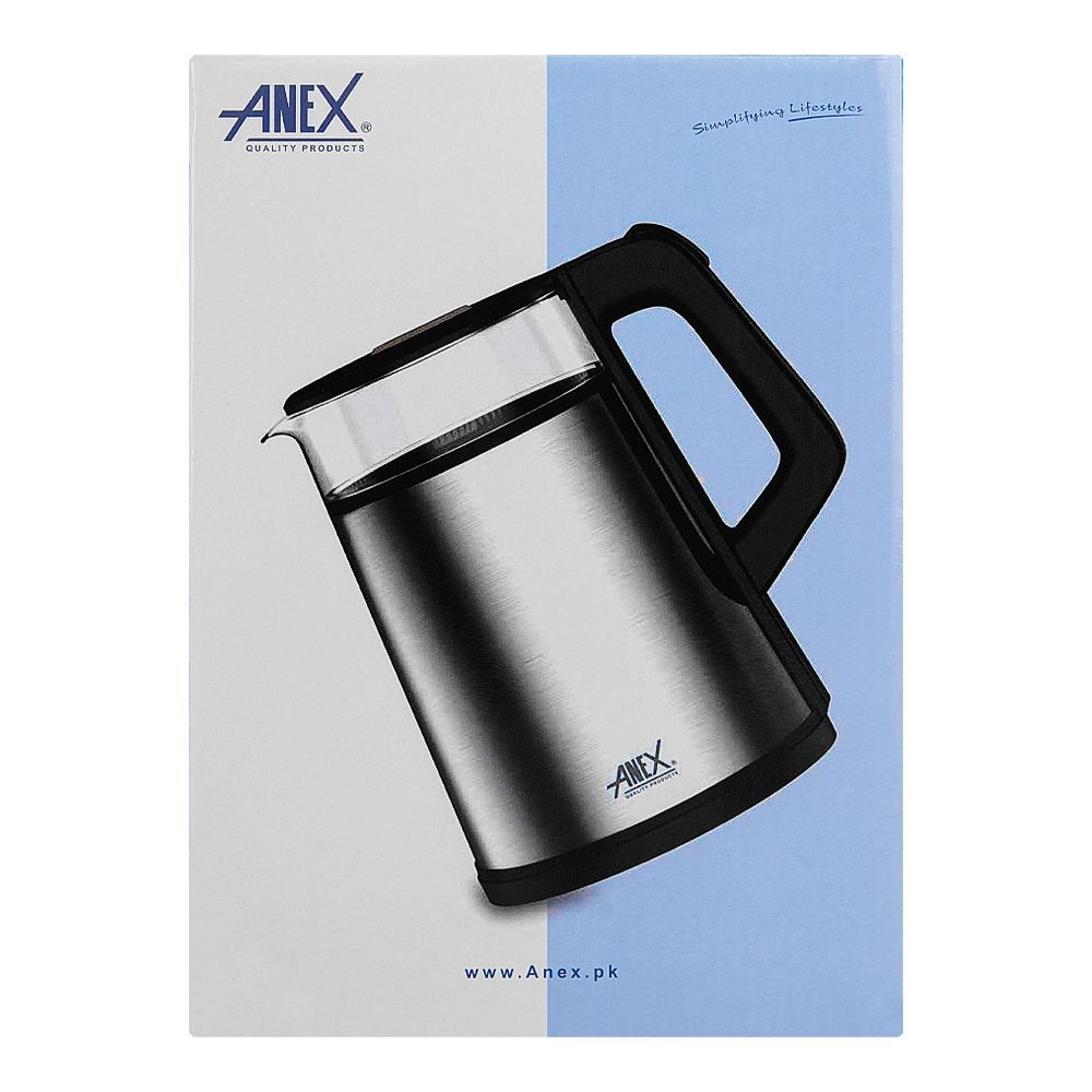 Anex Deluxe Electric Kettle, 1500ml Capacity, 1350W, Black & Silver, AG-4066 - Image 3