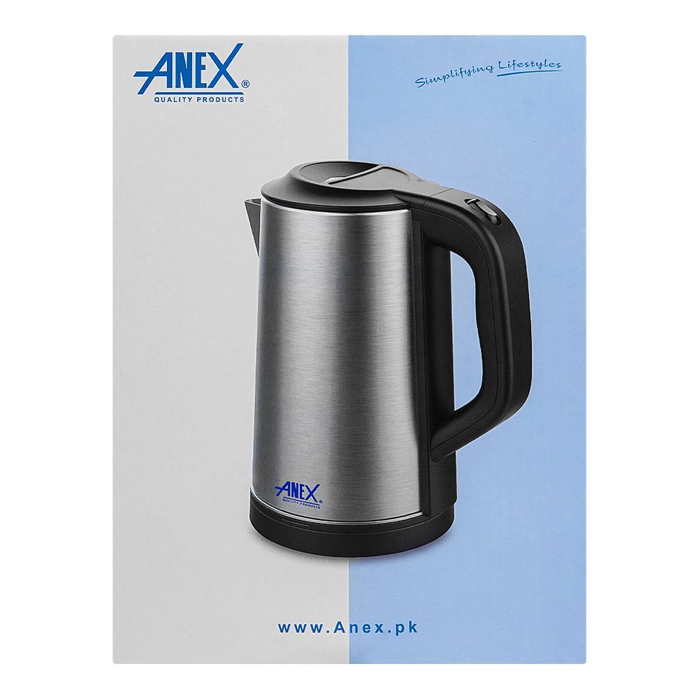 Anex Deluxe Electric Kettle, 2500ml Capacity, 1500W, Black & Silver, AG-4058 - Image 4