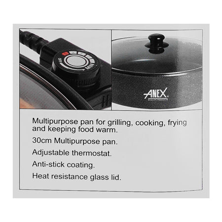 Anex Deluxe Multi Purpose Pan, 1200W, AG-3063 - Image 6
