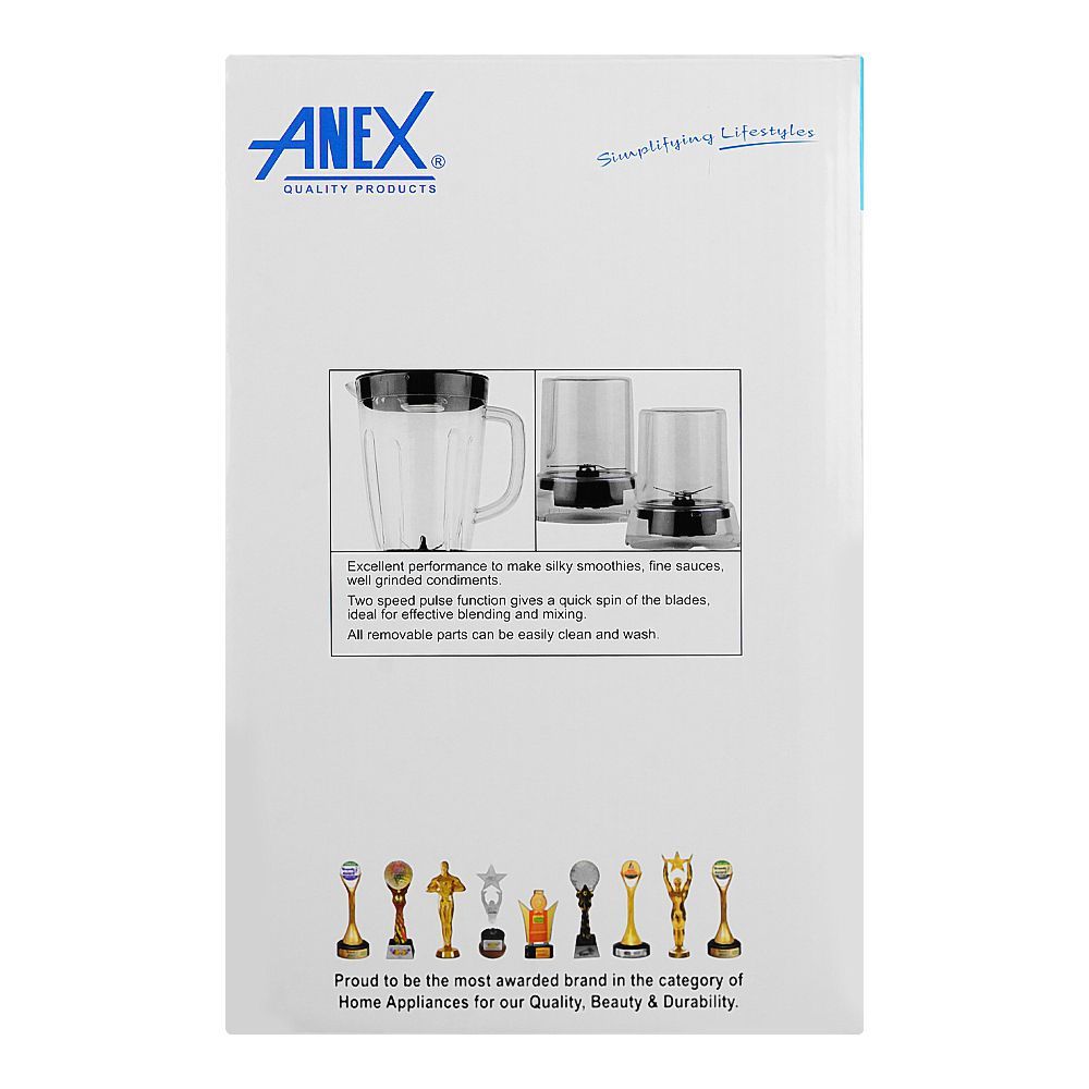 Anex Deluxe Blender & Grinder, 300W, Grey, AG-6044 - Image 3