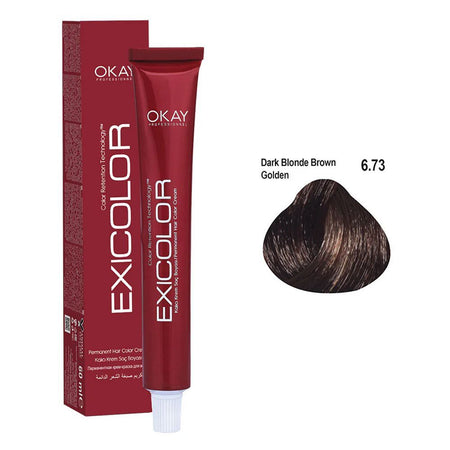Neva Exicolor Permanent Hair Color Cream, 60ml, 6.73 Dark Blonde Brown Golden - Main Image