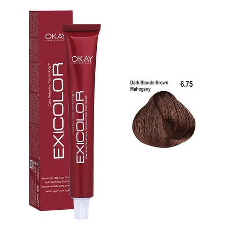 Neva Exicolor Permanent Hair Color Cream, 60ml, 6.75 Dark Blonde Brown Mahogany - Main Image