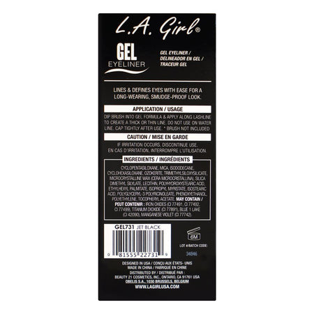 L.A. Girl Glide Gel Eyeliner Pencil, GEL731 Jet Black - Image 3