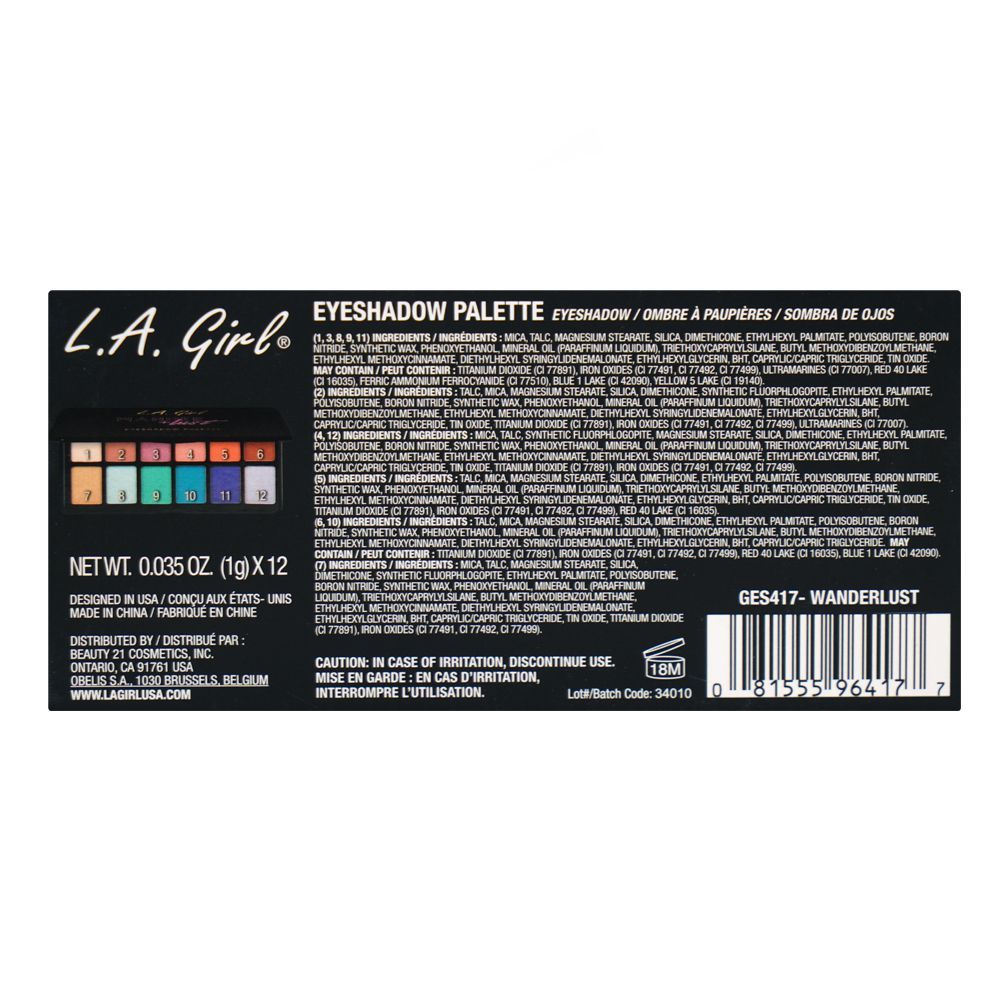 L.A. Girl Fanatic Eyeshadow Palette, 12 Shades, GES417 Wanderlust - Image 3