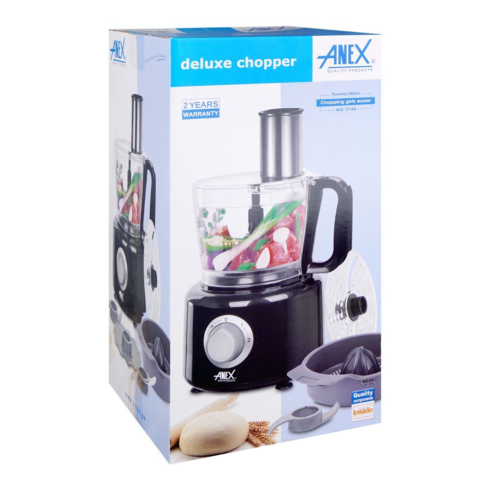 Anex Deluxe Chopper, 800W, 1200ml Plastic Bowl, Black, AG-3144 - Image 4