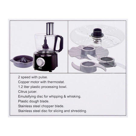 Anex Deluxe Chopper, 800W, 1200ml Plastic Bowl, Black, AG-3144 - Image 6