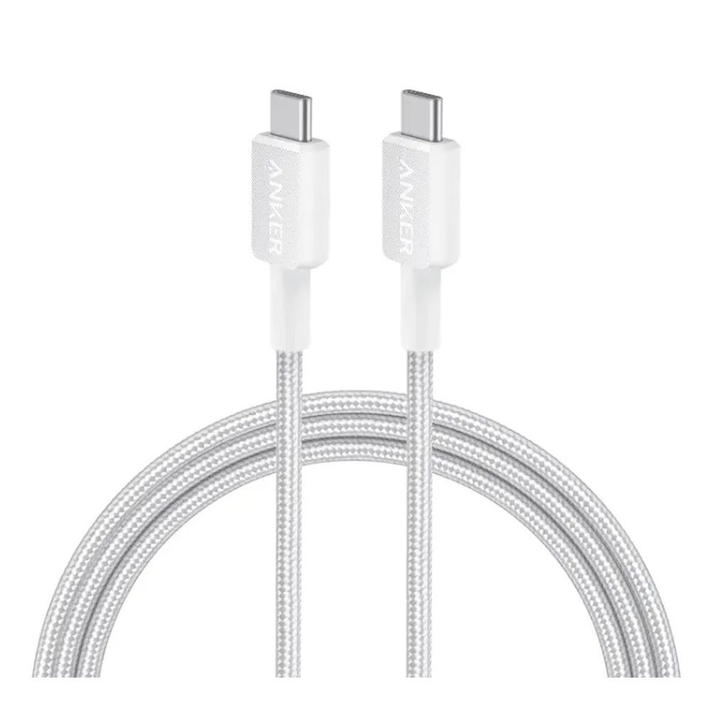 Anker 322 USB-C To USB-C Cable, 60W, 6FT, Braided White, A81F6H21 - Main Image