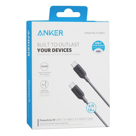 Anker 2.0 Power Line III USB-C To USB-C Cable, 100W, 6FT, Black, A8856H11 - Image 2