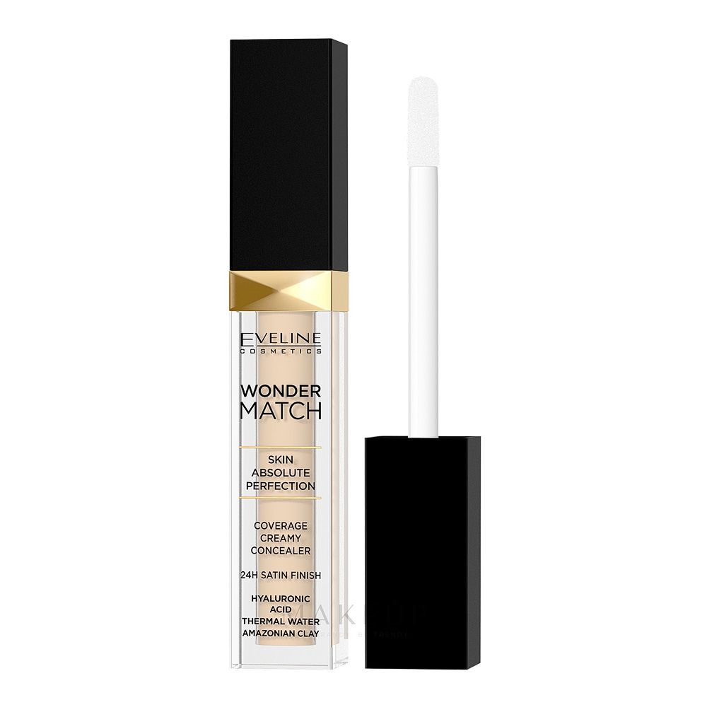 Eveline Wonder Match Skin Absolute Perfection Coverage Creamy Concealer, Hyaluronic Acid, 25 Sand Nude, 6.8ml - Main Image