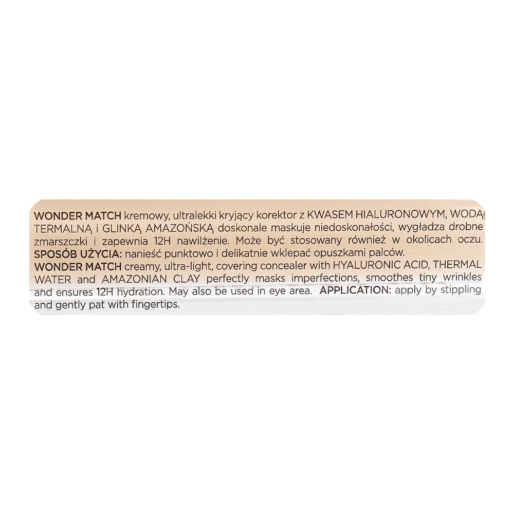 Eveline Wonder Match Skin Absolute Perfection Coverage Creamy Concealer, Hyaluronic Acid, 25 Sand Nude, 6.8ml - Image 4