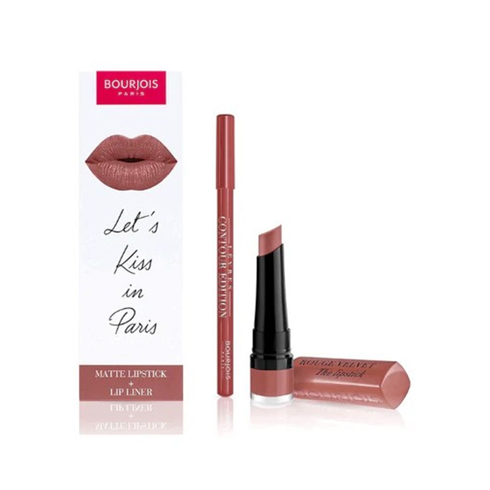 Bourjois Velvet Contour Lip Liner 19 + Rouge Velvet, With Matte Lipstick, Promo Pack - Main Image