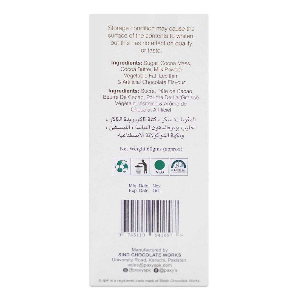 Paxy's Dark Chocolate Bar, 60g - Image 2