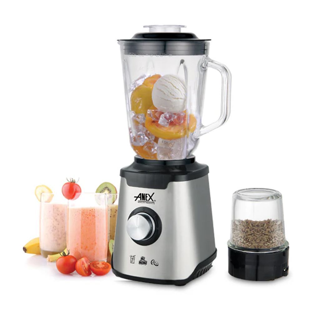 Anex Deluxe Stainless Steel Blender & Grinder, 600W, 1500ml Glass Jar, AG-6130EX(GL) - Main Image