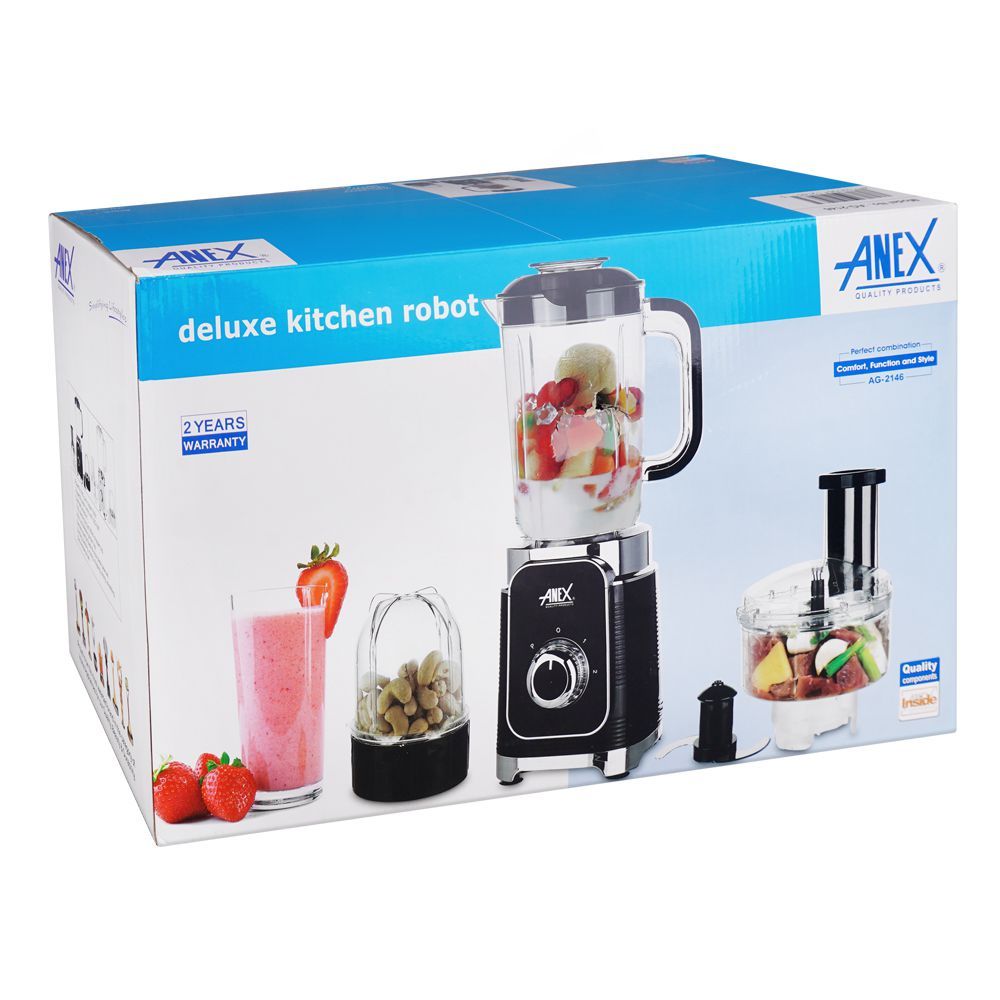 Anex Deluxe Kitchen Robot, 380W, Black, AG-2146 - Image 2