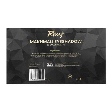 Rivaj UK Makhmali Eyeshadow Palette, 32 Shades, No. 01 - Image 3