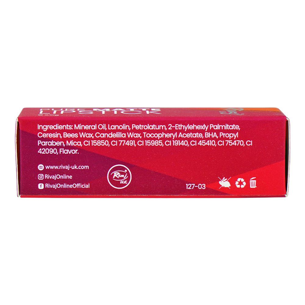 Rivaj UK Pure Matte Lipstick, No. 18 - Image 3
