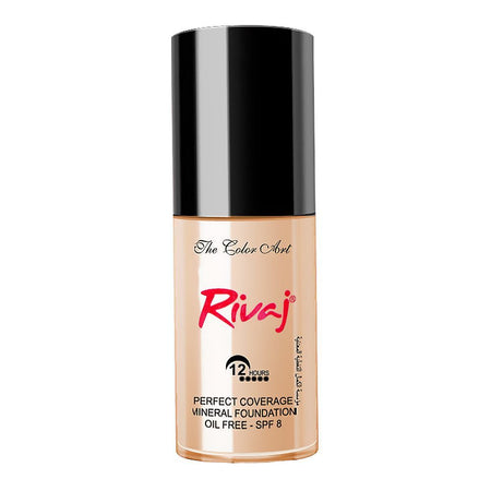 Rivaj UK Perfect Coverage Mineral Liquid Foundation, Oil Free, SPF-8, 30ml, No. 02 - Main Image