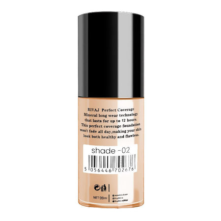 Rivaj UK Perfect Coverage Mineral Liquid Foundation, Oil Free, SPF-8, 30ml, No. 02 - Image 2