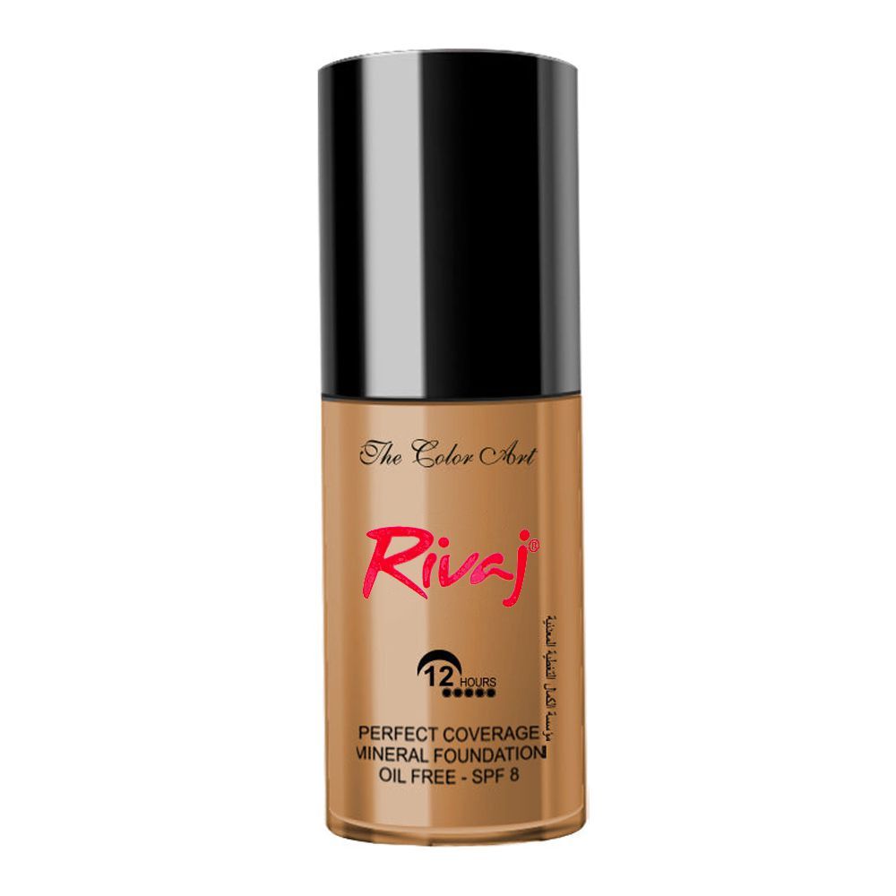 Rivaj UK Perfect Coverage Mineral Liquid Foundation, Oil Free, SPF-8, 30ml, No. 05 - Main Image