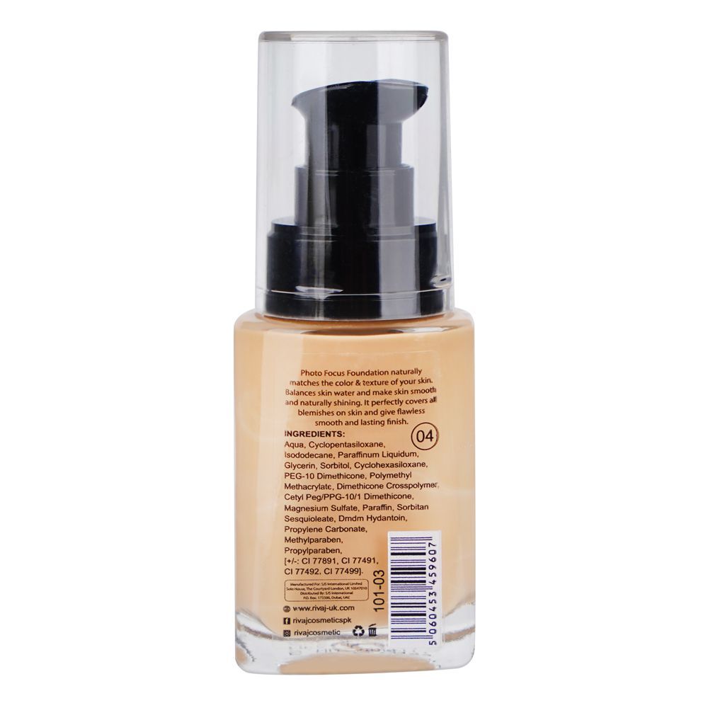 Rivaj UK Photo Focus Liquid Foundation, 30ml, No. 04 - Image 2