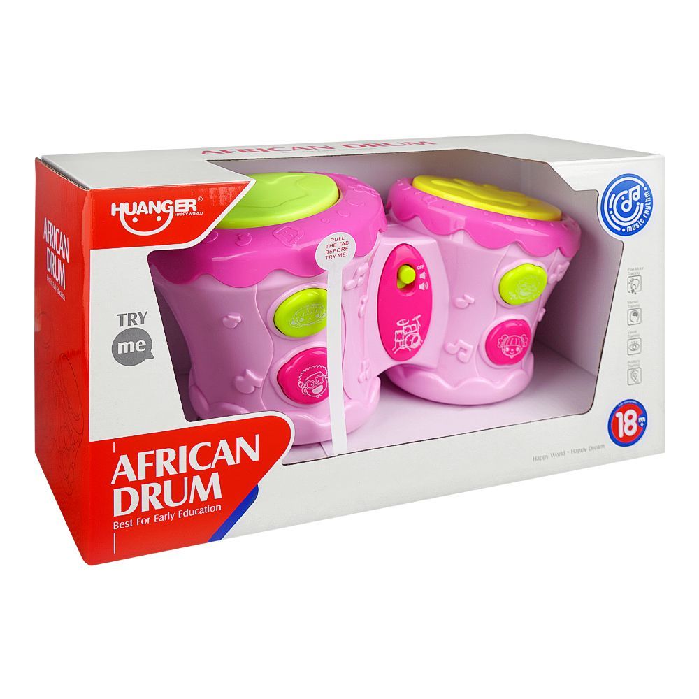 Huanger African Drum With Light & Music, For 18m+, Pink HE0506 - Main Image