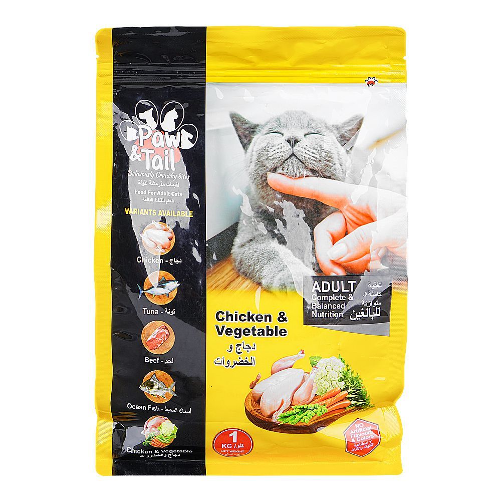 Paw & Tail Adult Cat Food, Chicken & Vegetable, 1kg - Main Image