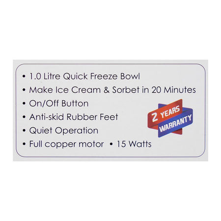 Sanford Ice Cream Maker, 1000ml Bowl, 15W, SF-2603ICM - Image 8