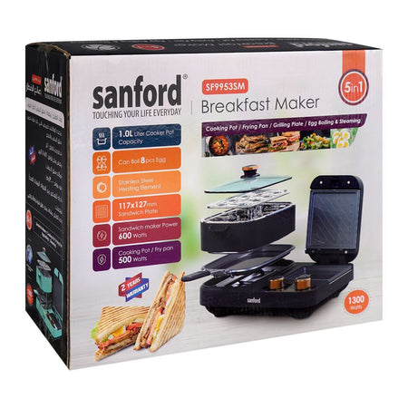 Sanford 5in1 Breakfast Maker, 1300W, SF-9953SM - Image 3