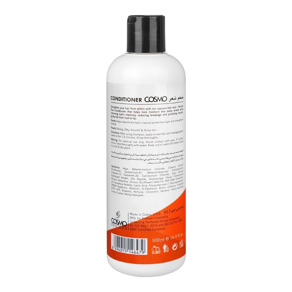 Cosmo Beaute Keratin Plus Strength Conditioner, Paraben & Sulfate Free, 500ml - Image 2