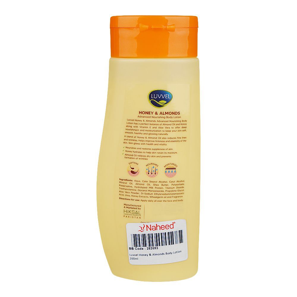 Luvvel Honey & Almonds Body Lotion, 200ml - Image 2