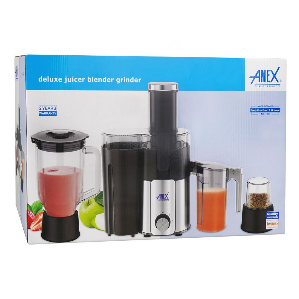 Anex Deluxe Juicer Blender Grinder, 600W, Black, AG-190 - Image 2
