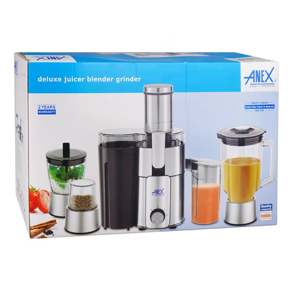 Anex Deluxe Juicer Blender Grinder, 600W, Black, AG-191 - Image 2