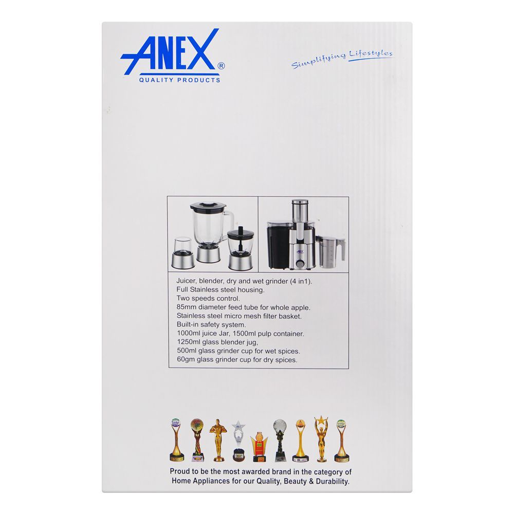 Anex Deluxe Juicer Blender Grinder, 600W, Black, AG-191 - Image 3