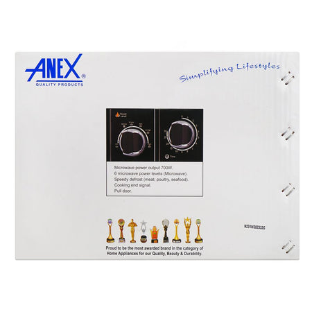 Anex Deluxe Microwave Oven, 700W, Black, AG-9028 - Image 4