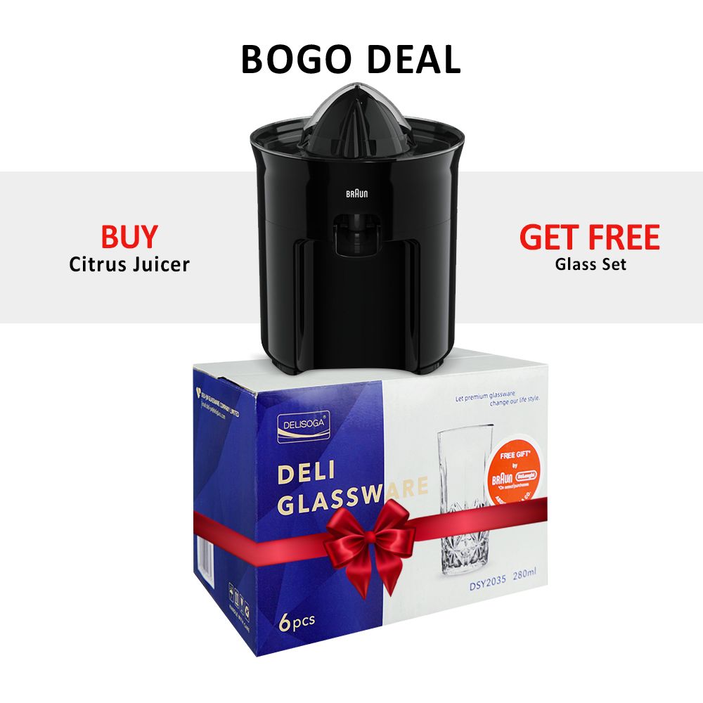 Braun Tribute Collection Citrus Juicer With Free Glass Set, Black, CJ-3050 - Main Image