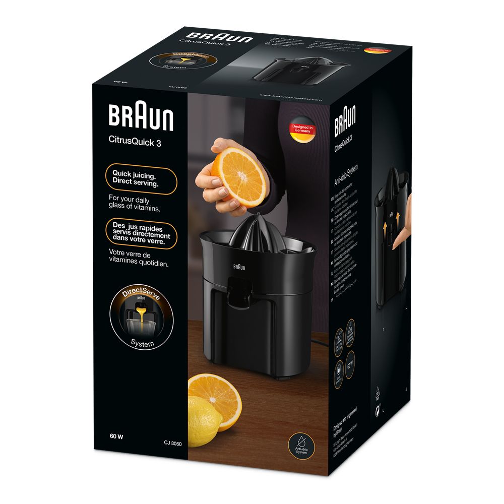 Braun Tribute Collection Citrus Juicer With Free Glass Set, Black, CJ-3050 - Image 7