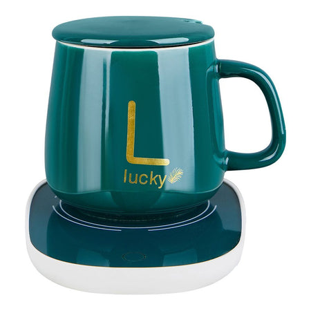 AJF Coffee Cup & Saucer with Electric Heating Pad, 350ml, Green - Main Image