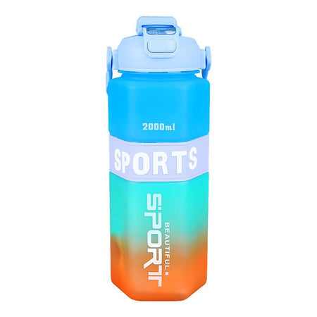 AJF Set of 3 Sports BPA-Free Water Bottles with Time Marker - 2000ml, 800ml & 280ml, Sea Blue - Image 3